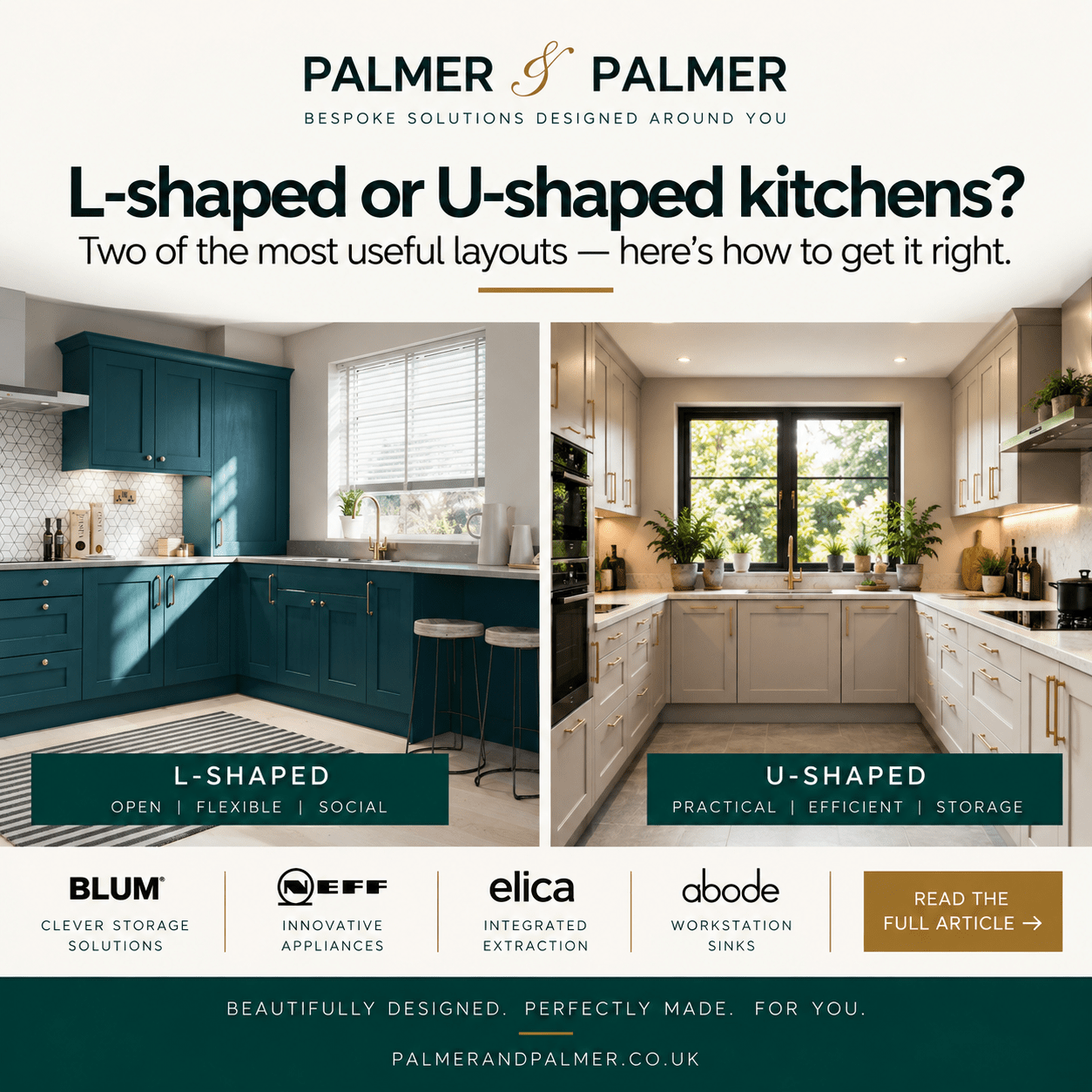L-shaped and U-shaped kitchens